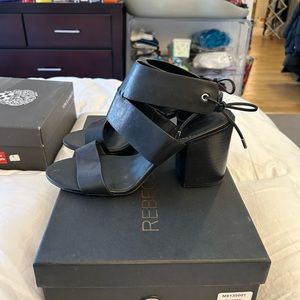 Rebecca Minkoff Black Leather Christy Stacked Heels